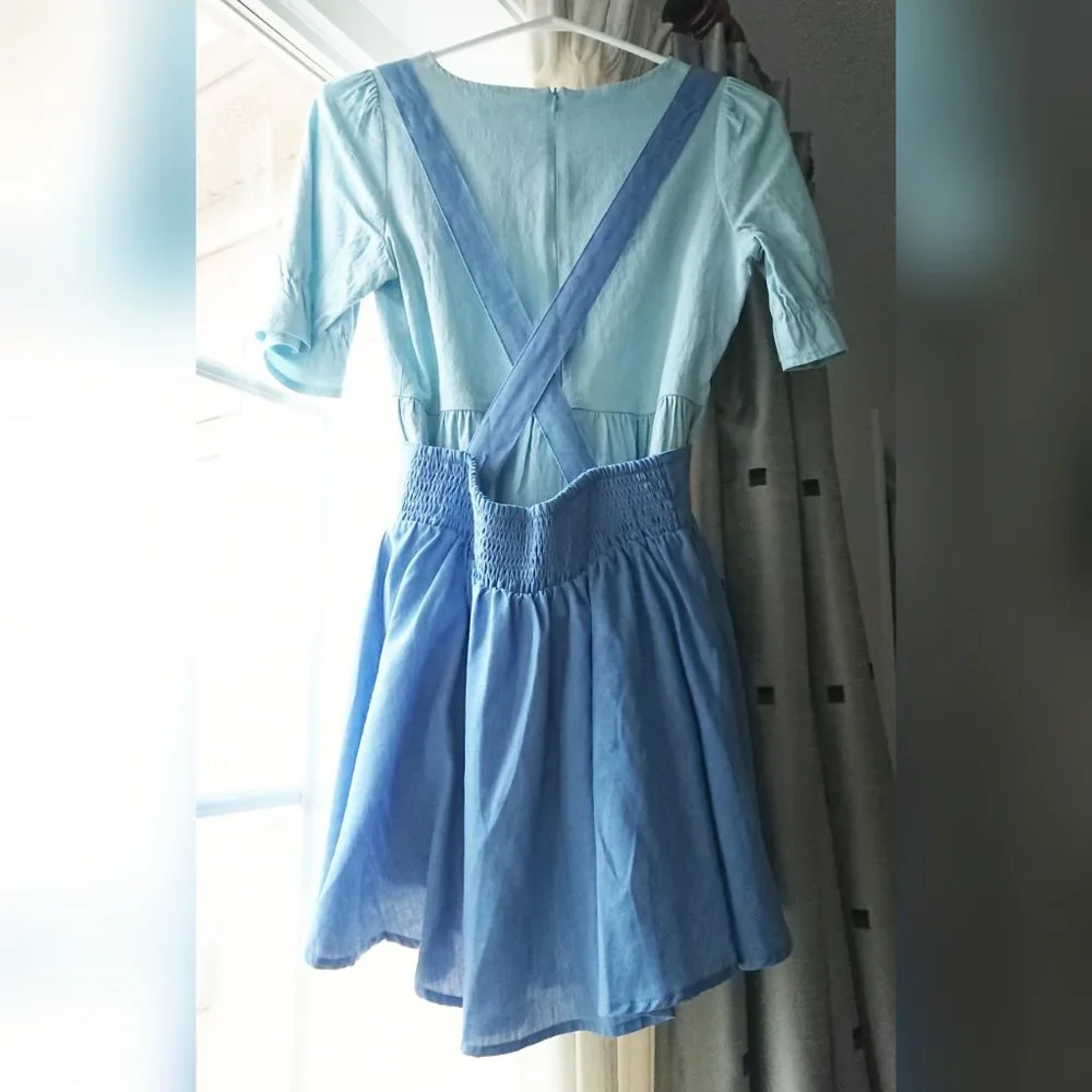 Pastel Blue Mini Dress & Suspender Skirt Set - Picture 4 of 11